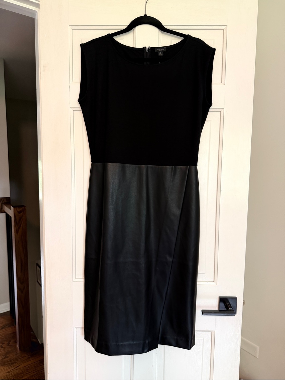 Ann Taylor Factory Black Sleeveless Faux Leather Midi Dress